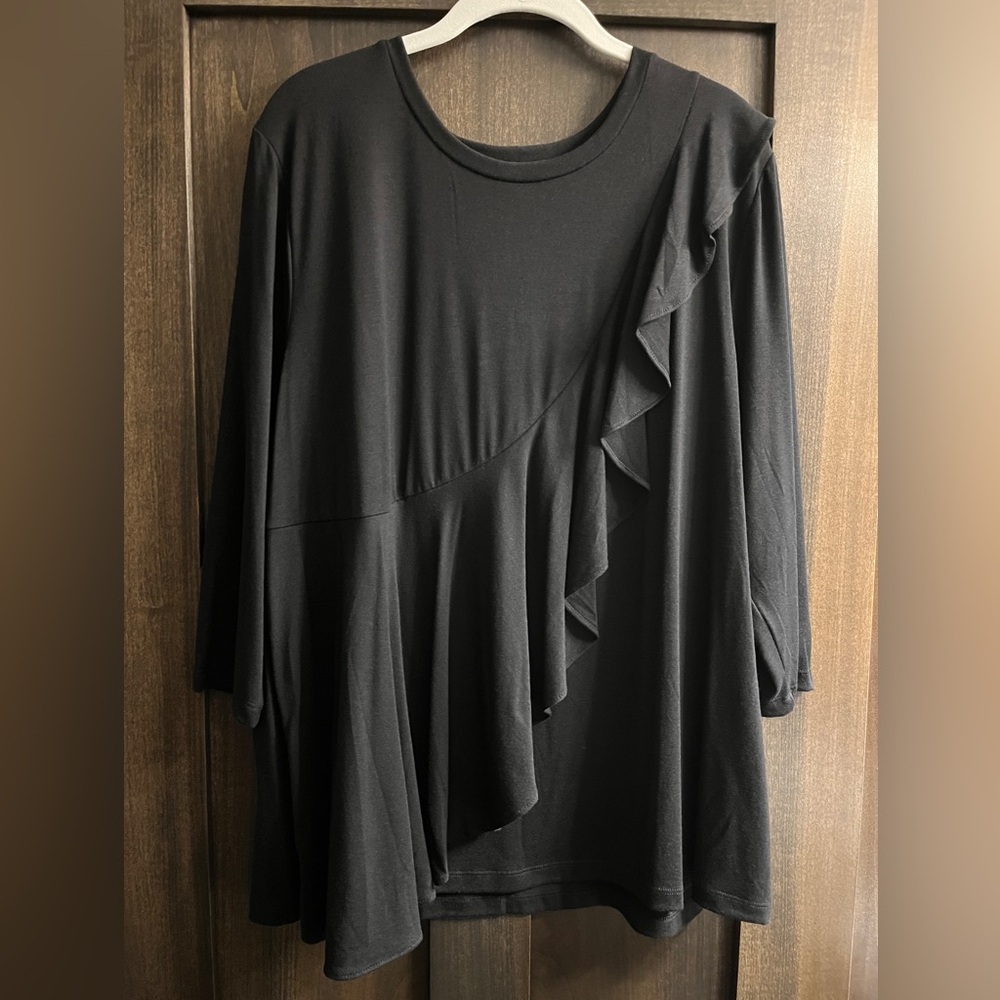 Lane Bryant Black Ruffled Top